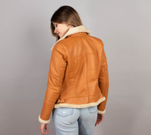 Campera Napalán De Mujer Cuero Y Lana De Oveja Legítimo Rg