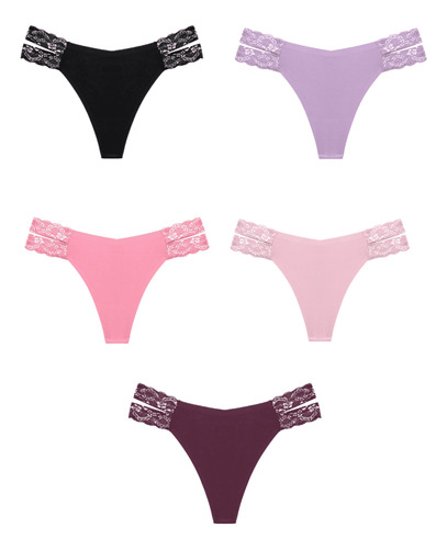 Pack De 5 Bragas Sin Costuras Para Mujer Con Cintura En V Y