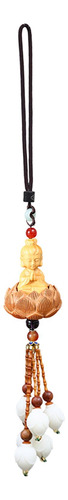 Figura Budista En Colgante De Madera Tallada, Decoración