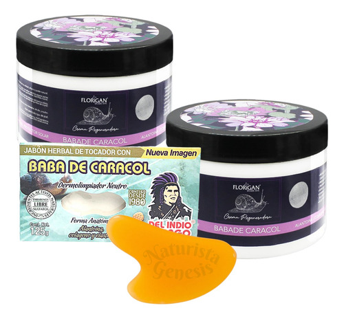 Crema Baba De Caracol 350g Pack 2 + Jabón En Barra Y Guasha