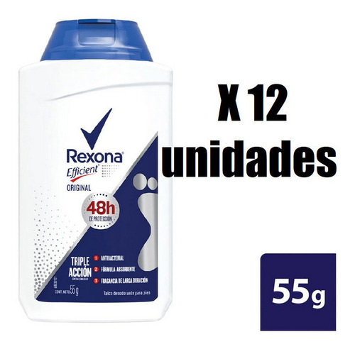X12und Talco Desodorante Antibacterial Rexona 55 Gr 48 Horas