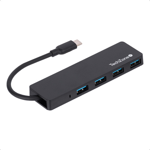 Hub Usb Tipo C Con 4 Puertos Usb 3.0 De Alta Velocidad Color Negro