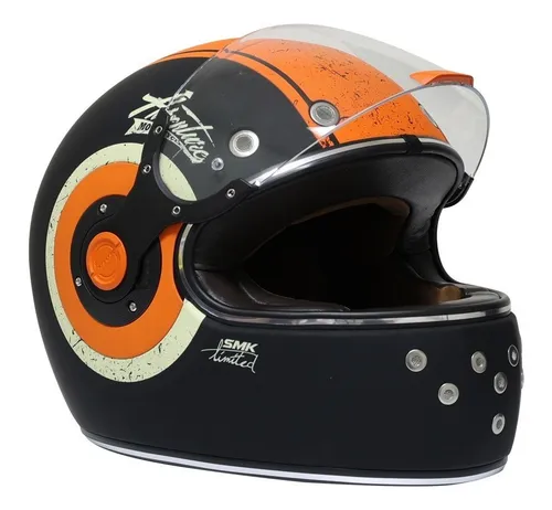 Casco Para Moto Smk Negro/ Naranja