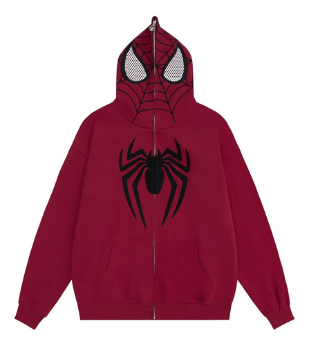 Vintage Niche Design Spider Print Hoodie Y2k