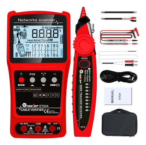 Tester Cable De Red Tooltop Lcd 2en1 Portátil