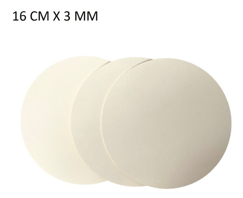 Set X 3 Bases Redondas Fibrofacil 16 Cm Blanca Para Torta 