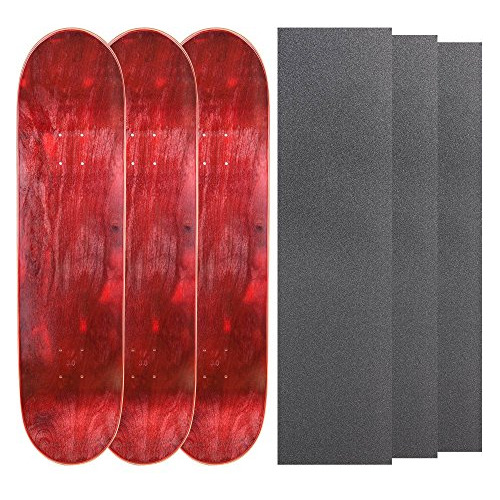 Cal 7 Blank Maple Skateboard Decks With Grip Tape (red, 8.25