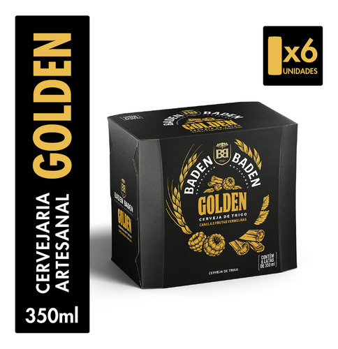 Cerveja Golden Lata 350ml Pack 6 Unidades Baden Baden