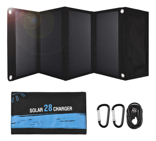 Placa De Carga Impermeable Con Panel Solar Portátil De 2 Usb