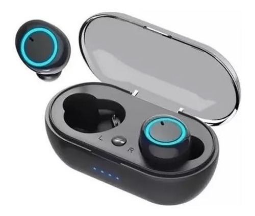 Auriculares Bluetooth Y50 de color negro con azul