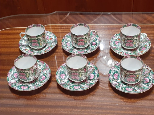 Juego De Café En Porcelana Oriental De Canton 12 Unidades 