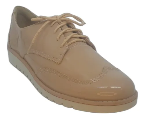 Sapato Feminino Oxford Ramarim Flatform Verniz Nude Original