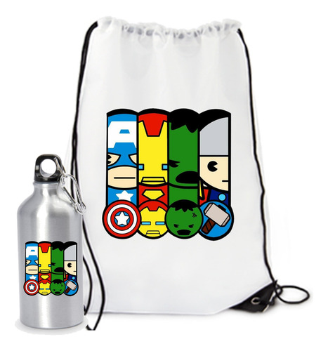 Ironman Spderman Superheroes Tula Termo Kit Combo Deportivo