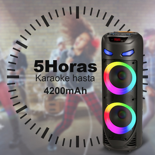 Bocinas Bluetooth Recargables Portátil 50w Led Grandes Bafle Negro