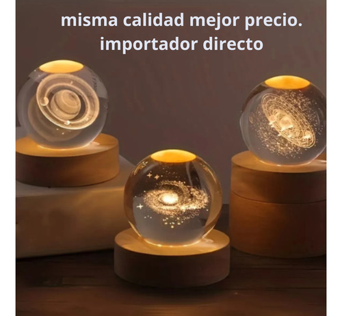 Esfera 3d Lampara De Cristal Led Luz De Noche Regalo Adorno Cristal Saturno