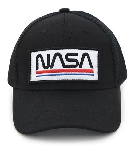 Gorra Nasa Con Red Bordado Logo Frontal Negra Azul Cap Nueva