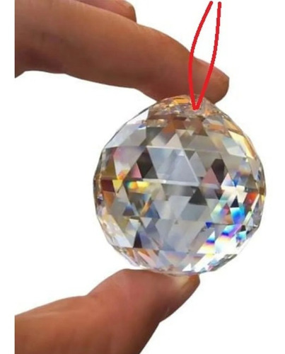 Bola Cristal Asfour Esfera Feng Shui 3,0 Cm Lustres Com Fio 