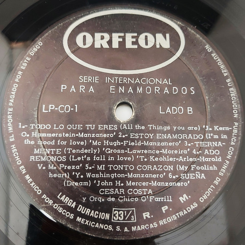 Cesar Costa - Para Enamorados Lp
