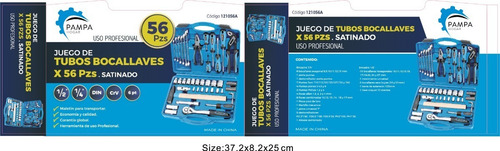 Caja Set Juego De Tubos Bocallaves 56 Piezas 1/2-1/4 Pampa