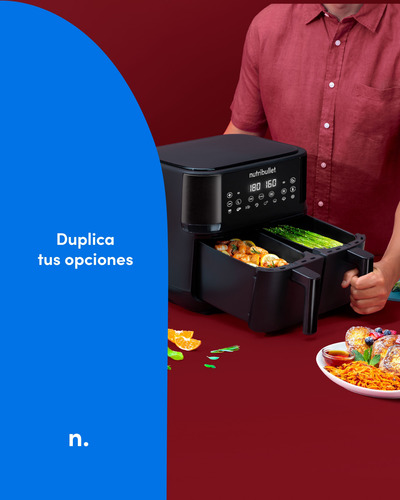 Freidora De Aire Air Fryer Nutribullet Twin Drawer 8 Litros