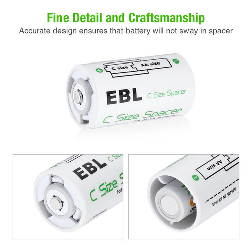 Ebl 4pcs Aa C Tamaño Batería Separadores Para Baterías Aa Re