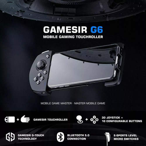 Controle GameSir G6 Bluetooth para iOS Android Celular FPS/MOBA Joystick 3D Plug & Play