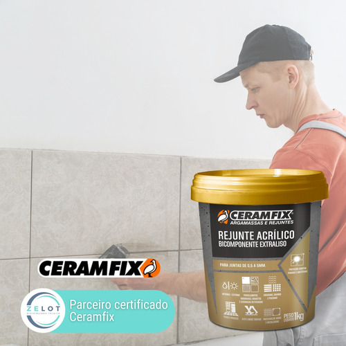 Rejunte Acrilico Extraliso Ceramfix 1kg Azul Claro Kit 10un