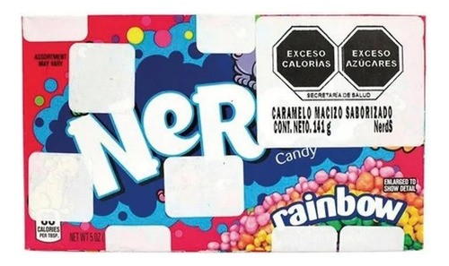 3 Pza Caramelo Macizo Nerds Rainbow Con Sabor A Frutas 141 G