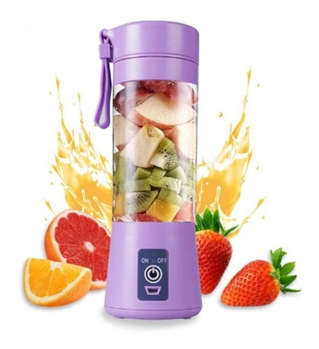 Mini Liquidificador Portátil Recarregável Voltagem 110v/220v Cor Violeta