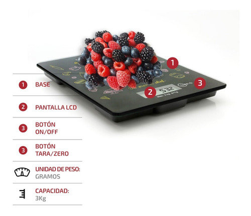 Imagen 4 de 7 de Balanza Electronica Digital De Cocina Alta Precision 1g 3 Kg