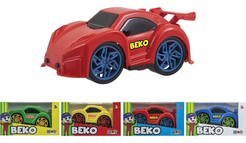 Kit 3 Carrinhos Brinquedo Super Corrida Miniatura Infantil Cor Vermelho/Azul/Amarelo Personagem Beko