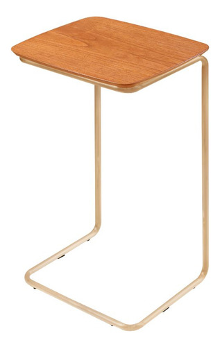 Mesa Ultraflex Lateral Aproximação Sofá Castanho Dourada Cor Tampo Castanho Base Dourada