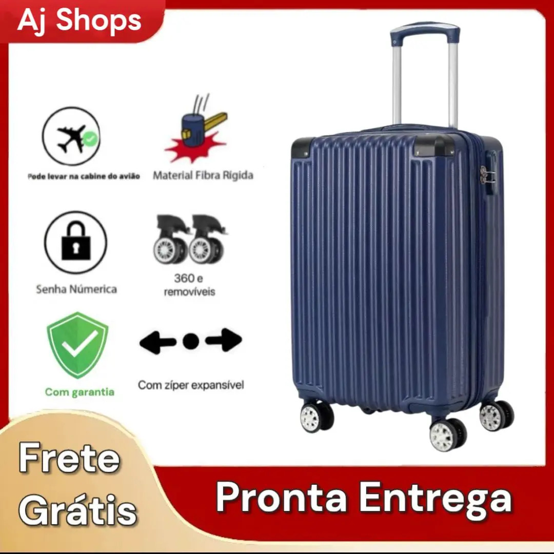 Mala De Viagem Bordo Expansível 55 Cm X 35cm X 25cm 10kg Abs Rodinhas 360 Removíveis Leva Na Cabine Do Avisão Resistente Para Viagem 2075 Azul