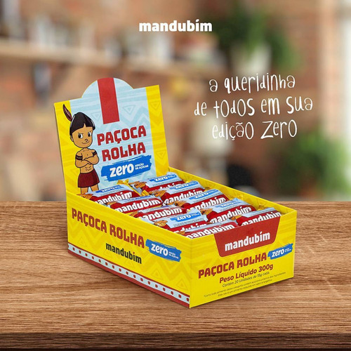 Paçoca Rolha Zero Açúcar Display Mandubim 20 Unid Kit 3uni