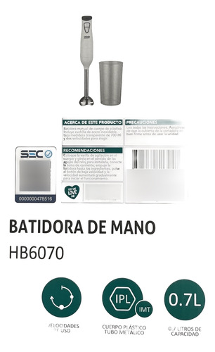 Batidora De Inmersión Groven Hb6070 250w Batidora-picadora
