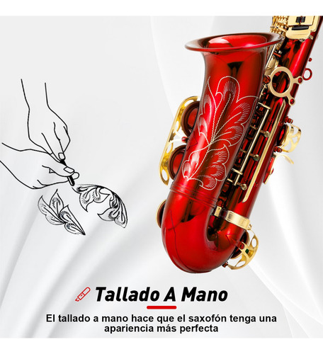 Saxofón Alto En Mi Bemol Profesional Rojo + Accesorios 66cm