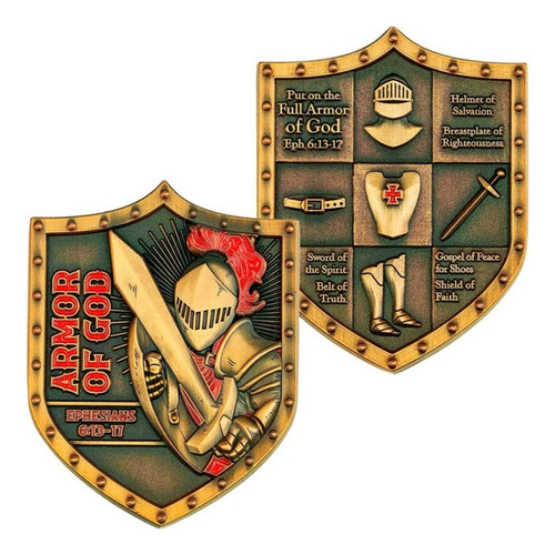 Moeda Medalha Cavaleiro Cruz Templário Armor Of God Guerra