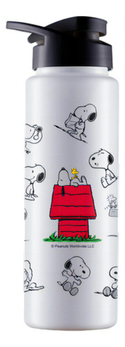 Garrafa Agua Squeeze Turma Do Snoopy Branca Bpa Free 