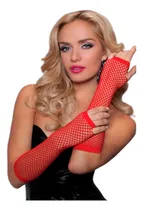 Comprar Guantes De Red Rojos Guantes Largos Mujer Mitones Cotillon 