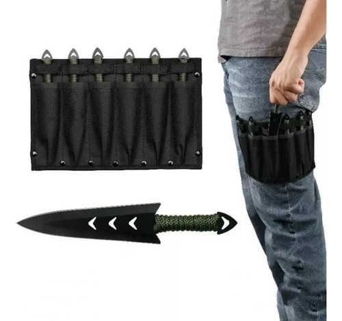Kit 6 Facas Punhal Jogo De Arremesso + Coldre Perna