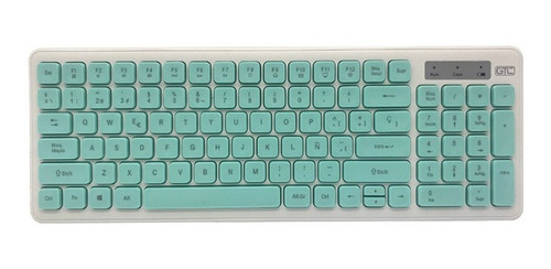 Imagen 3 de 5 de Combo Teclado + Mouse Inalambrico Verde Acqua Gtc Vintage
