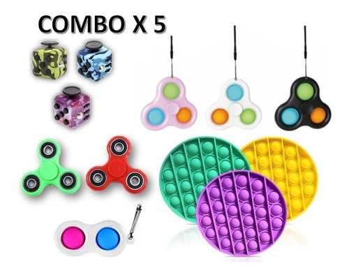 Juegos Antiestres Combo X5 Con Pop It Rainbow Ball Y Mas..
