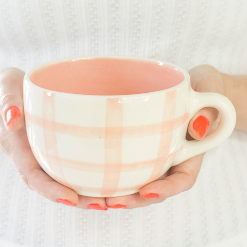 Tazón Taza De Cerámica Cuadrillé