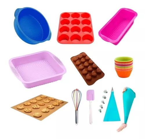 Set Reposteria Moldes Silicona Muffins Budinera Apto Horno