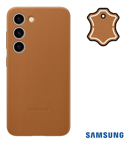 Funda Original Samsung Us De Cuero Camel Para Galaxy S23 Plu