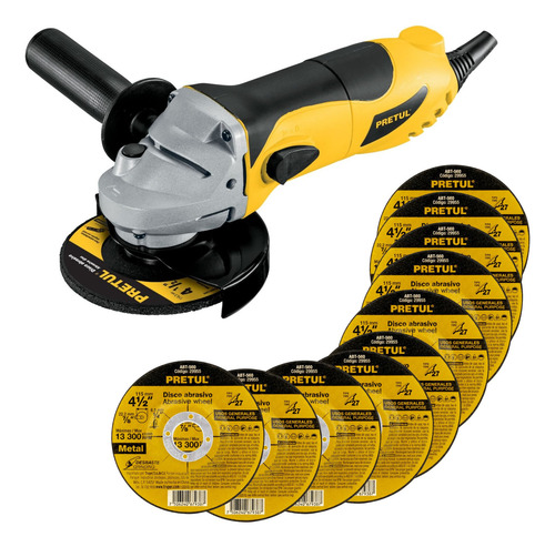 Combo Amoladora Esmeril. 4 1/2 , 700w, 10 Discos De Desbaste