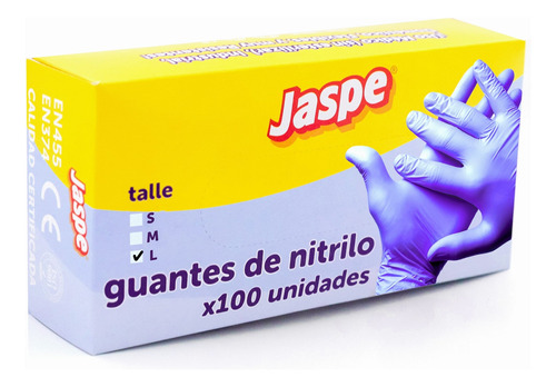 Guantes Nitrilo Jaspe Calidad Premium 3 Cajas X 100 U. S M L