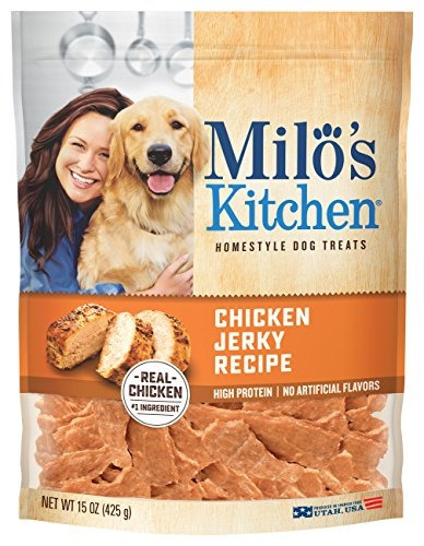 Milos Kitchen Chicken Jerky Strips Perro Trata 15 Onzas
