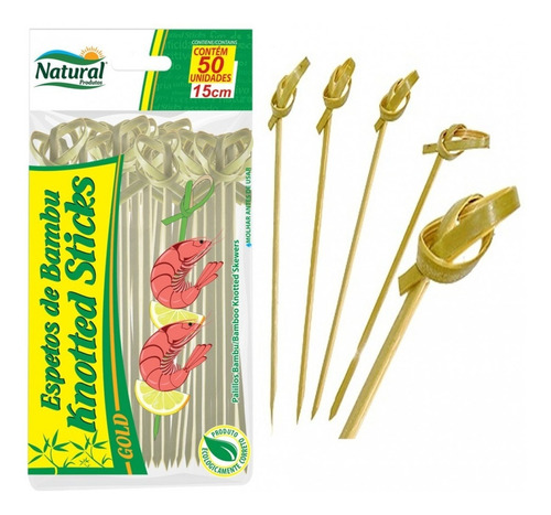 500 Unid Espeto Degustação Knotted Stick 15cm Bambu (nó)