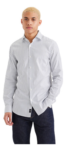 Camisa Hombre Crafted Slim Fit Blanco Rayas Dockers